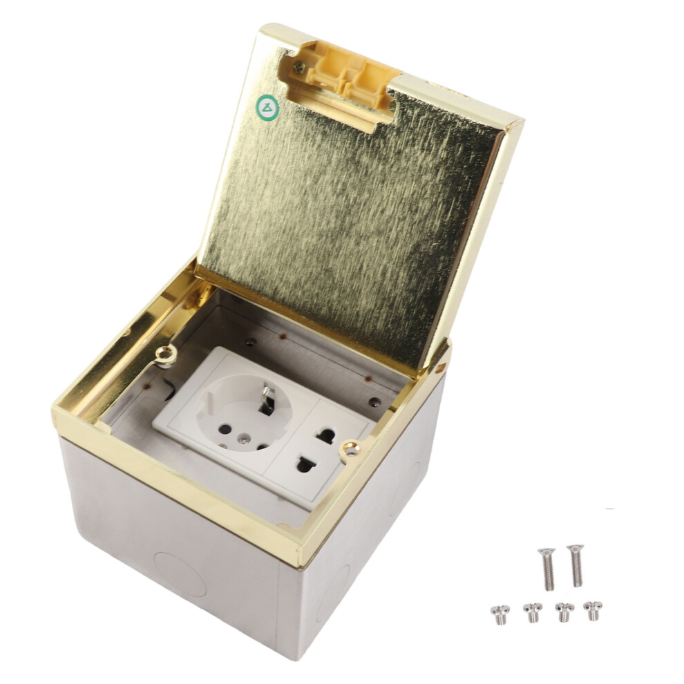 16A 4000W Recessed Floor Outlet Gold Stainless Steel 610830972332