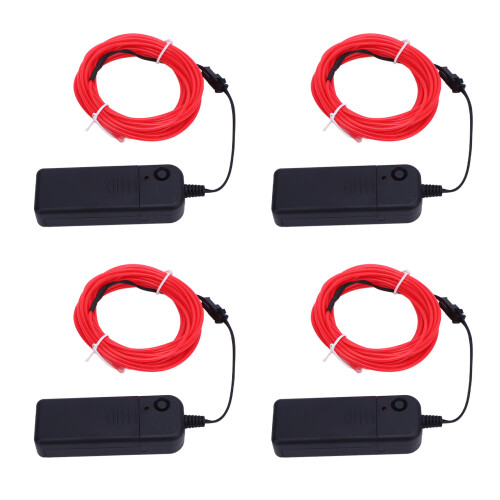 4PCS Neon Strip Light 16.4ft Pink Battery Powered 360 Cuttable 1
