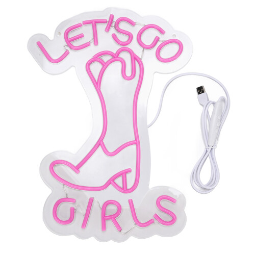 LED Neon Light Lets Go Girls Boot Wall Decor for Party 1