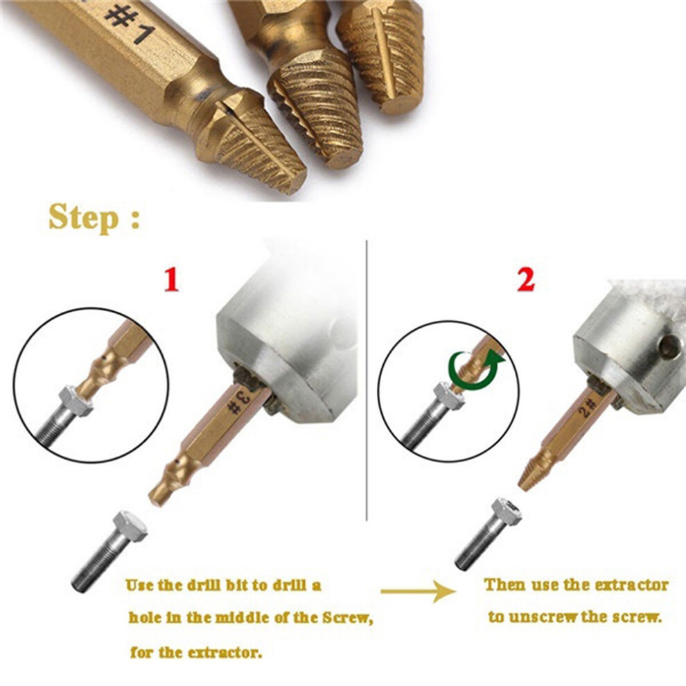 4Pcs Dual Head Screw Extractors Kit Broken Damaged Remover Drill Bits 610830841300