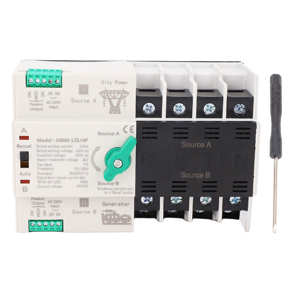 Double Power Automatic Transfer Switch 4P 400V 125A Generator 610830971854