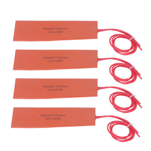 4Pcs Silicone Heating Pad 20W 12V Flexible Heater Mat 2