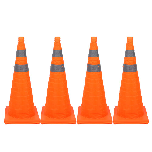 4Pcs 28 Inch Reflective Foldable Safety Cones for Parking Lot