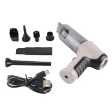 (Grey White) Hand Vacuum Cleaner Strong Power Cordless Inflator USB Grey White