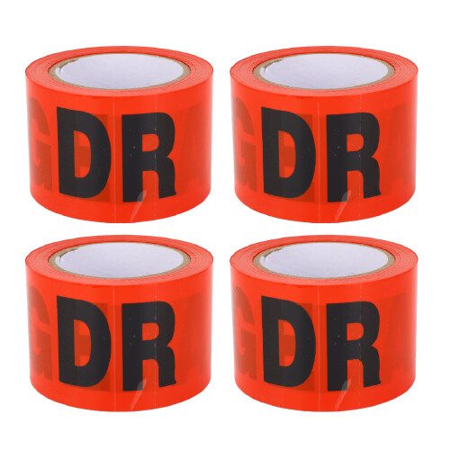 4Pcs PE Warning Tape Non Adhesive Red Danger Construction Site