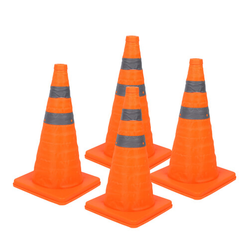 4Pcs 45cm Reflective Foldable Traffic Cones PP Base Waterproof Oxford 2