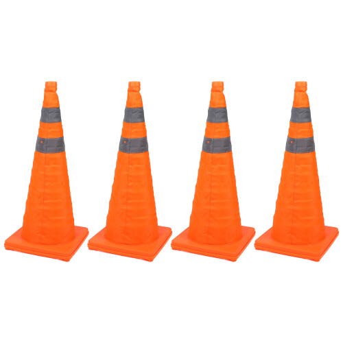4Pcs 28 Inch Reflective Foldable Safety Cones for Parking Lot 2