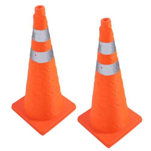 2PCS 70CM Folding Traffic Cones Reflective Collar Orange 2