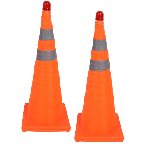 2 Set Foldable Traffic Cones 360 Reflective Safety Cones 70cm 1