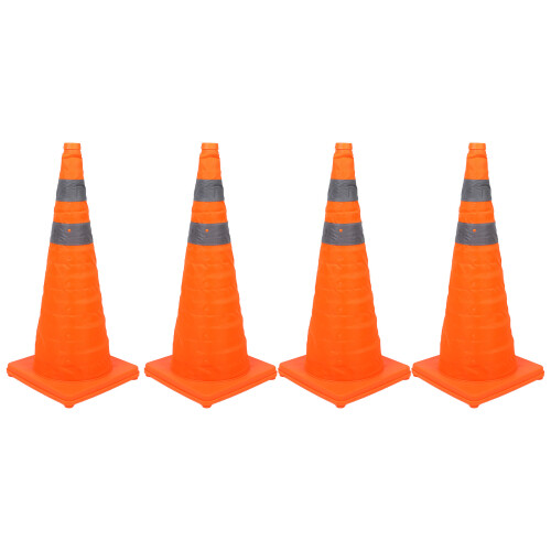 4Pcs 28 Inch Reflective Foldable Safety Cones for Parking Lot 1