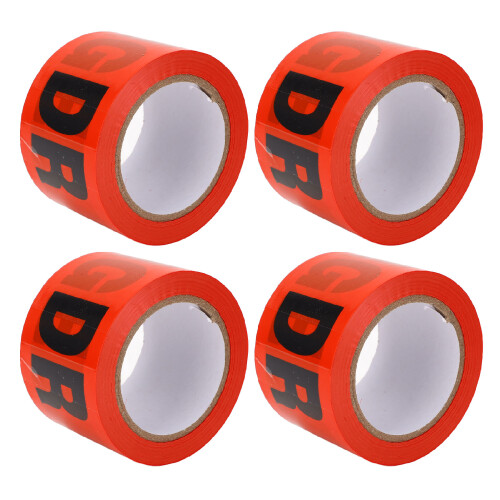 4Pcs PE Warning Tape Non Adhesive Red Danger Construction Site 2