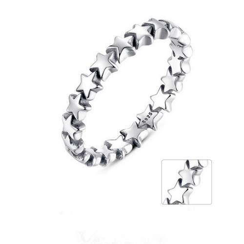 Ring Damen Versilbert Fünfzack Stern Stapelbar Größe 8 1