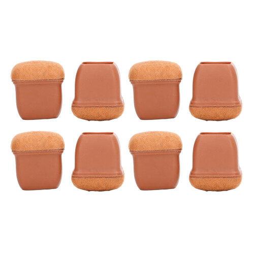 (M) 8x Stuhlbeinschoner Braun Quadratisch 1