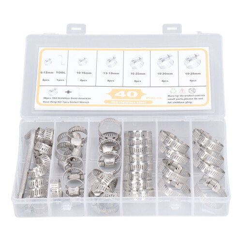 40x Schlauchschellen 6-29mm Edelstahl Ring-Set 1