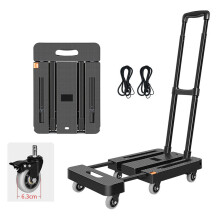 Folding Utility Cart 6 Wheels 500lbs Load Platform Hand Truck Black