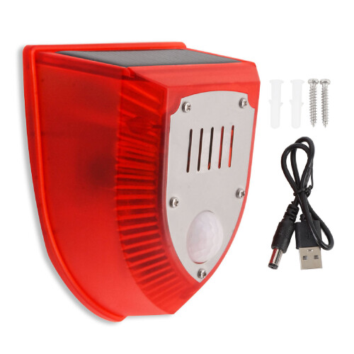 Solar/DC Sound Light Alarm Induction Deterrent