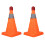 2 Set 30cm Foldable Traffic Cones Reflective Lights Orange 3