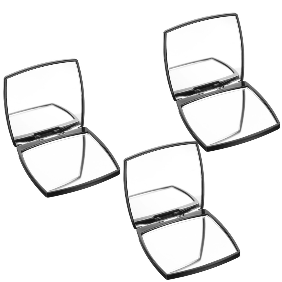 Inoomp Black Personal Makeup Mirrors Abs Plastic 3Pcs 2.8X2.8in