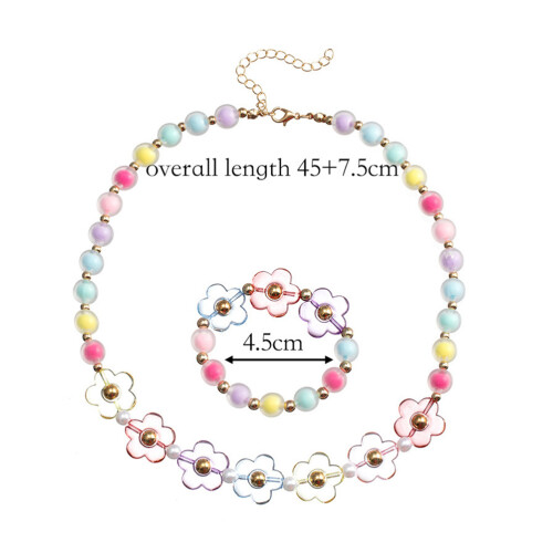 conjunto de pulseira e colar para com flores e 1
