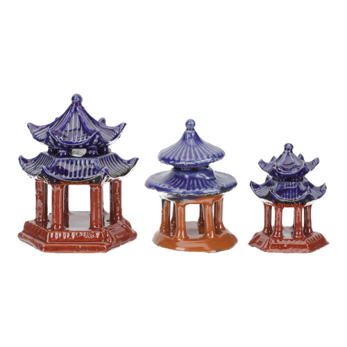 3Pcs Cerâmica Miniaturas De Pavilhões Edifícios Simulados