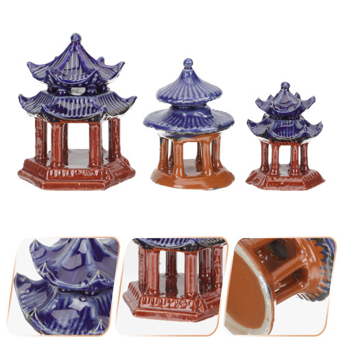 3Pcs Cerâmica Miniaturas De Pavilhões Edifícios Simulados 2