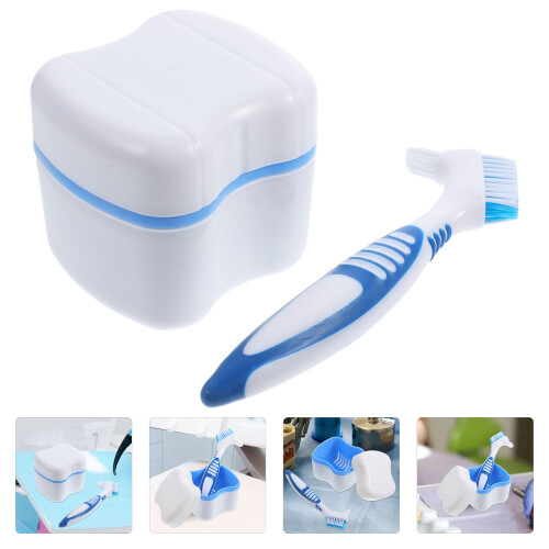 Escova De Dentadura Portátil Com Cabeça E 2