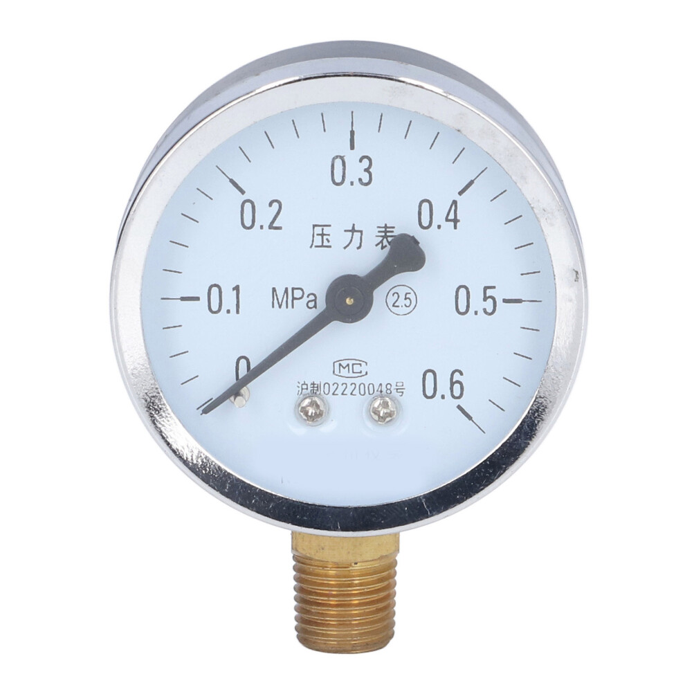 (0 to 0.6Mpa) 1/4 NPT Pressure Gauge High Accuracy Clear Dial Iron Case