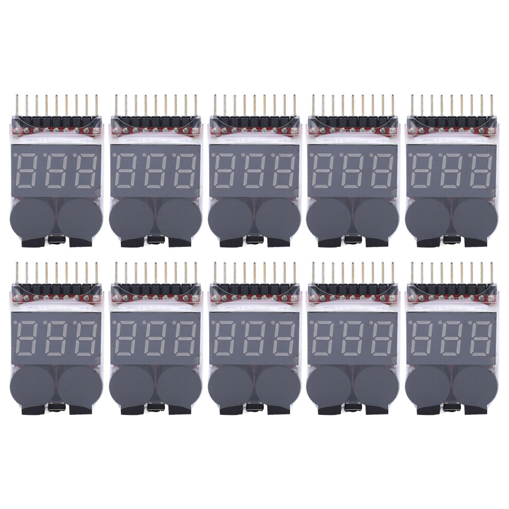 10Pcs Lipo Battery Tester 1-8S Digital Alarm 610830837853