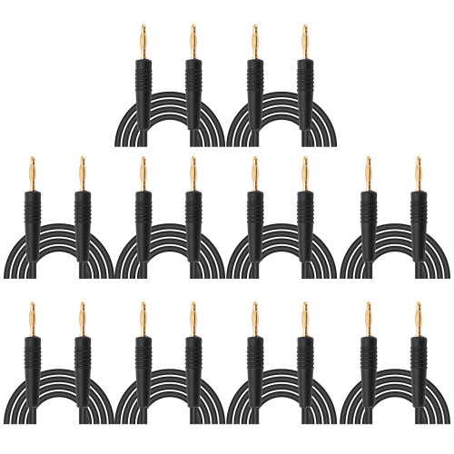 (Red) 10Set Bananenstecker Testleitung 0.44mm² Schwarz