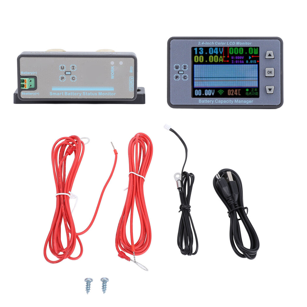 Battery Monitor 2.4 Inch Voltage Capacity Time Meter 120V 500A 323163281476