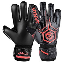 Goalkeeper Gloves Soccer Professional Football Goalie Finger Protection Thickened Latex Black Red Size 8