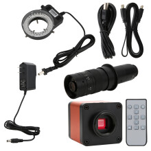 (US Plug 100-240V) 48MP USB Dual Output Industrial Microscope Camera 180X Lens 56LED