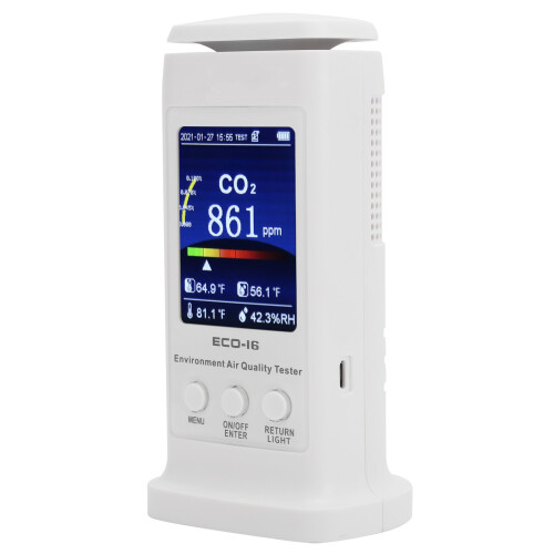 (US Plug) ECO-16 CO2-Luftqualitätsmesser mit Farbdisplay Temp & Feuchte 1