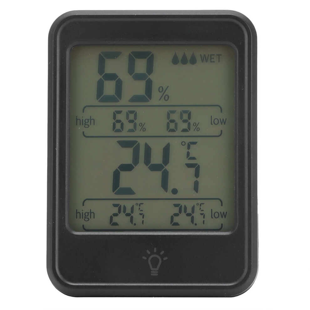(Black) Digital Thermometer Hygrometer Lcd Backlight Temp Humidity Tester 610830882402
