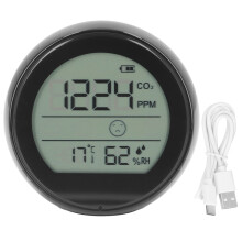 (Black) CO2-Monitor P8 Infrarot Luftqualität Temp. Feuchte