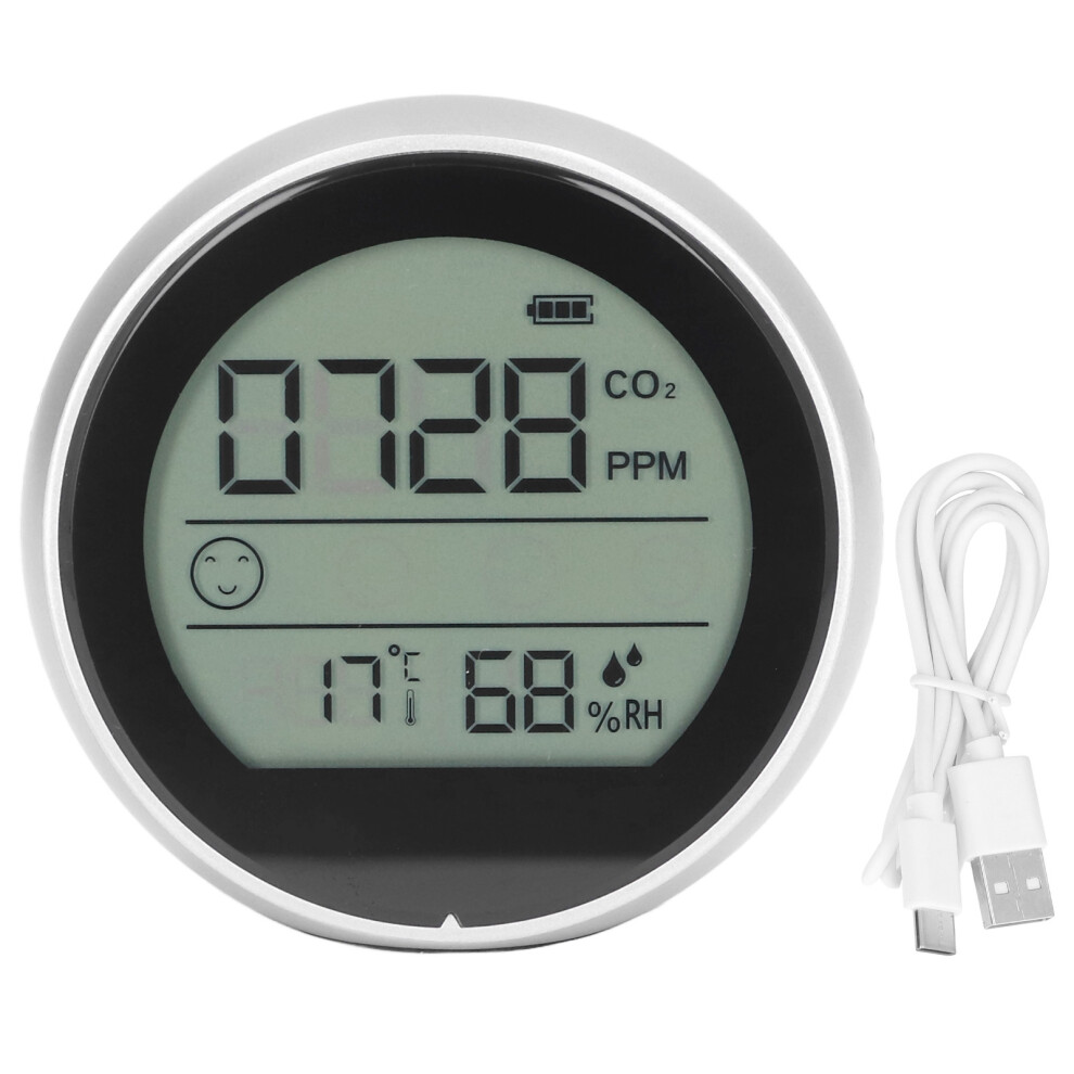 (Silver) Co2 Monitor P8 Infrared Air Quality Temp Humidity Tester 610830851576