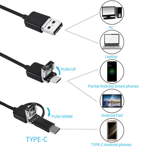7mm 3-in-1 Typ-C Endoskop, flexibel, 1-10m (5m) 2