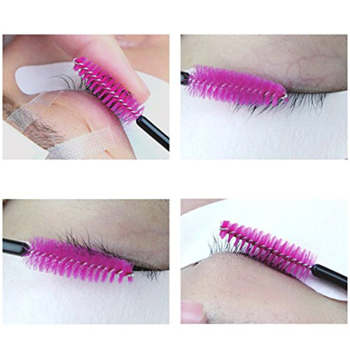100Stk Einweg Wimperntusche Applikator Set Rosérot 1