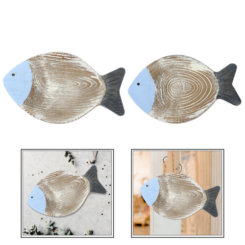 2Stk. Fischförmige Holzanhänger Wohnaccessoires 1