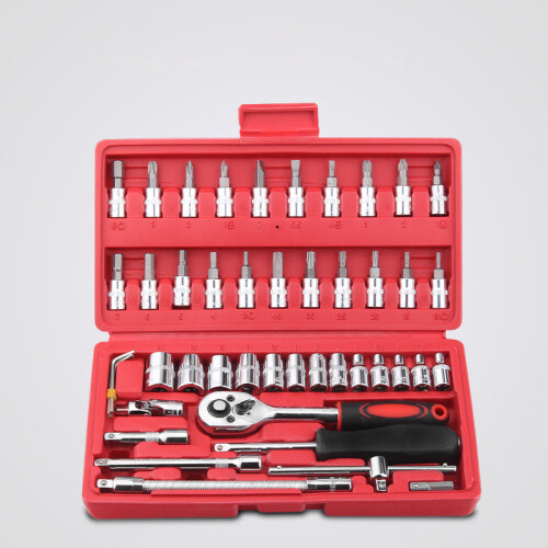 46-Piece Hex Socket Wrench Set Car Motorcycle Repair Ratchet Tool Kit 1