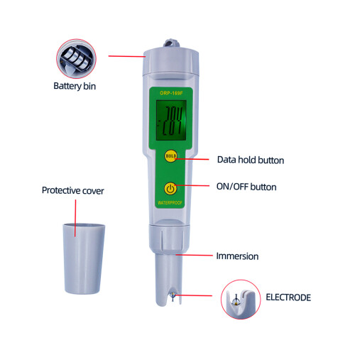 ORP Tester IP55 Waterproof Backlight Display 5500K White ORP-169F 1