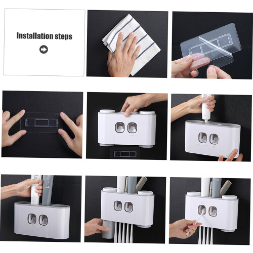Automatisches Zahnpastaspender-Set mit 4 Tassenhalter Grau 1