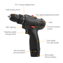 12V Cordless Electric Impact Drill High-power Lithium Battery