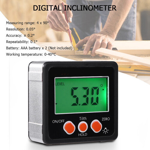 Mini-Rücklicht-Digital-Winkelmesser 4*90 mit Magnet 2