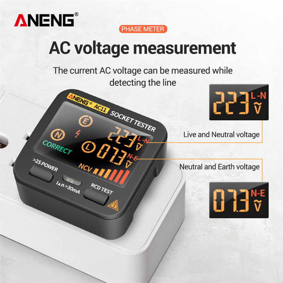 Aneng Ac11 Socket Tester Lcd Electric Leakage Detector Uk Plug 610830912451