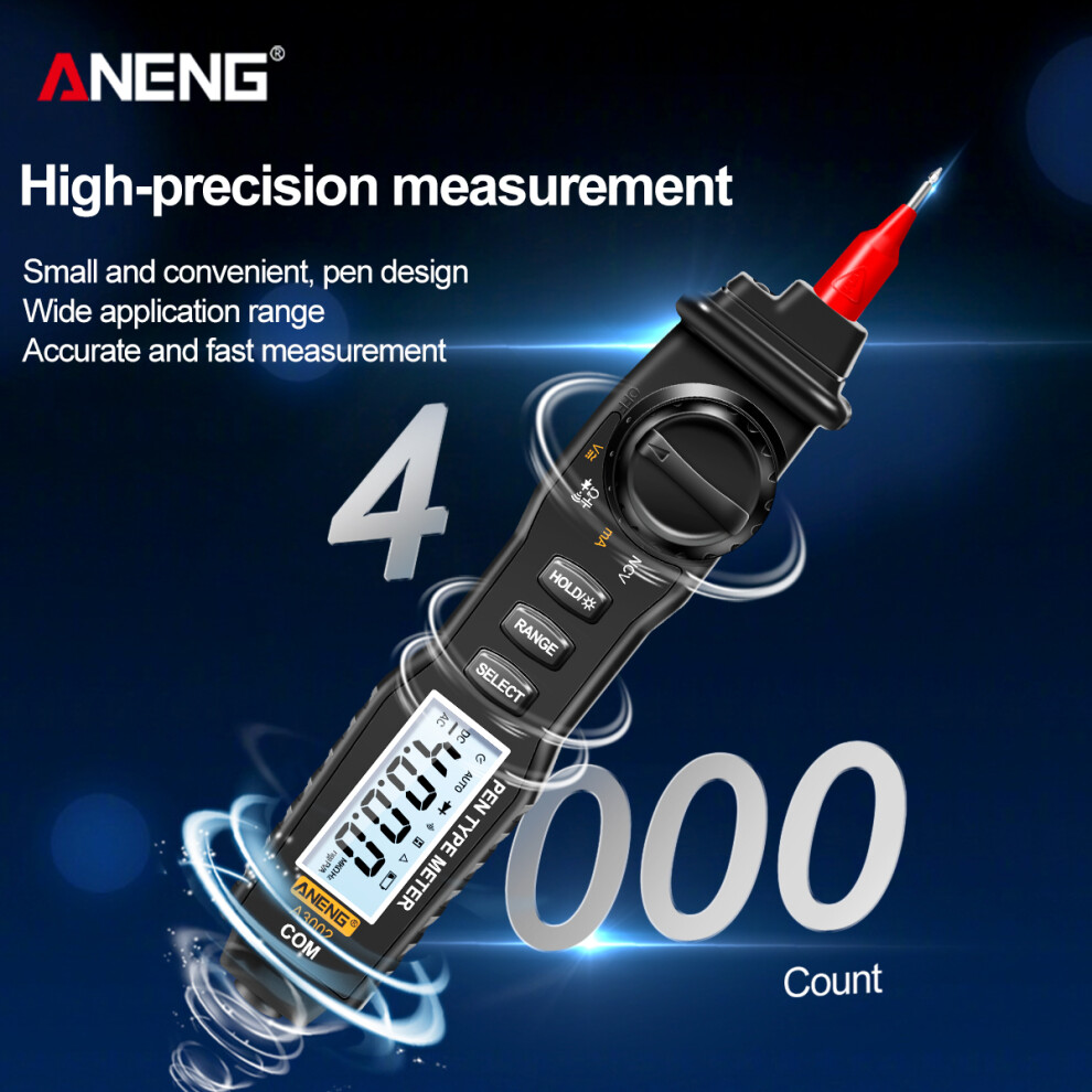Aneng A3002 Pen Multimeter 4000 Counts Ac/Dc Voltage Diode Continuity 610830912697