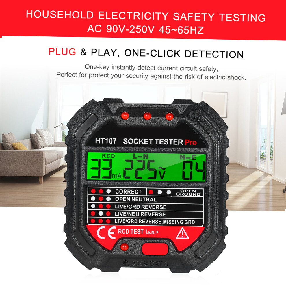 Kkmoon Gfci Outlet Tester 90-250V Voltage Display 610830911263