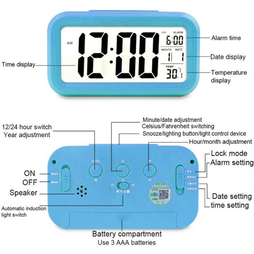 Smart Digitalwecker mit Datum, Temp, Snooze & Nachtlicht 1