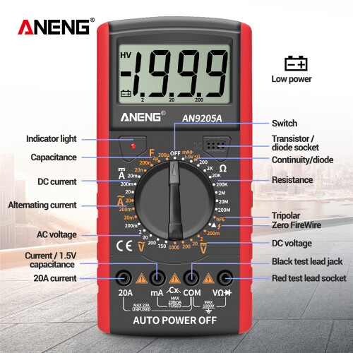 ANENG AN9205A Multimeter 3,5" LCD, Widerstand/Kapazität 1