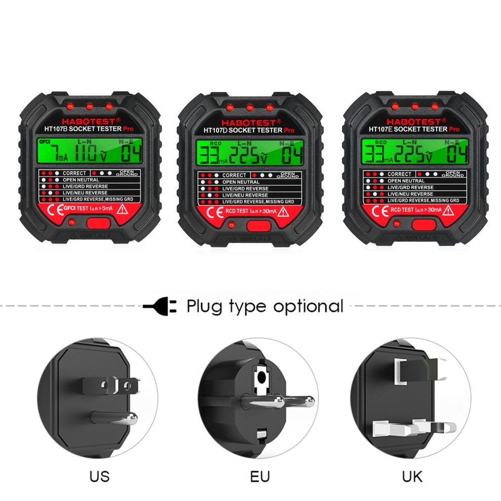Habotest Gfci Outlet Tester 90-250V Voltage Display 610830911256